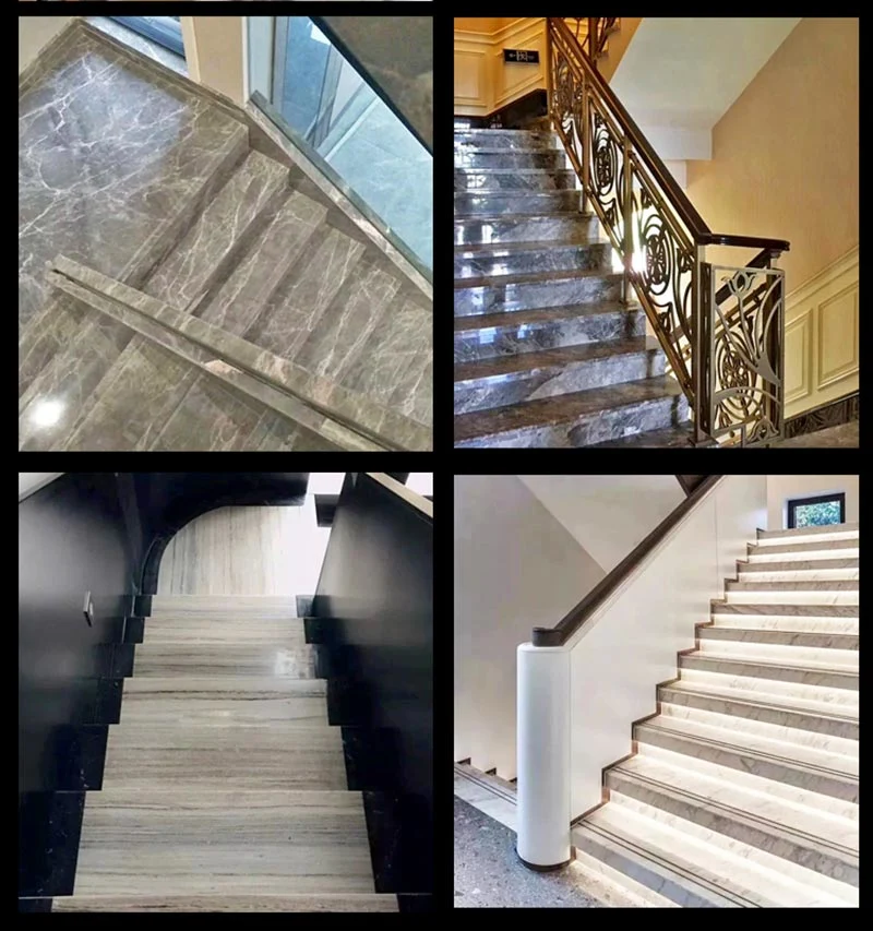 Grey Marble Stone Slab/Tile Customized Indoor Decoration/Floor/Wall Spiral Stair/Step/Tiles