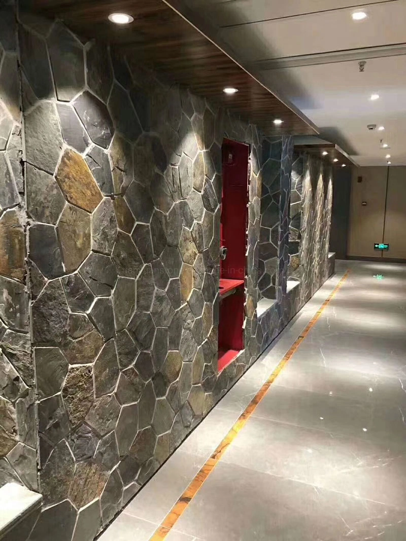 Yellow Natural Slate Veneer Culture Stack Stone for Wall Cladding