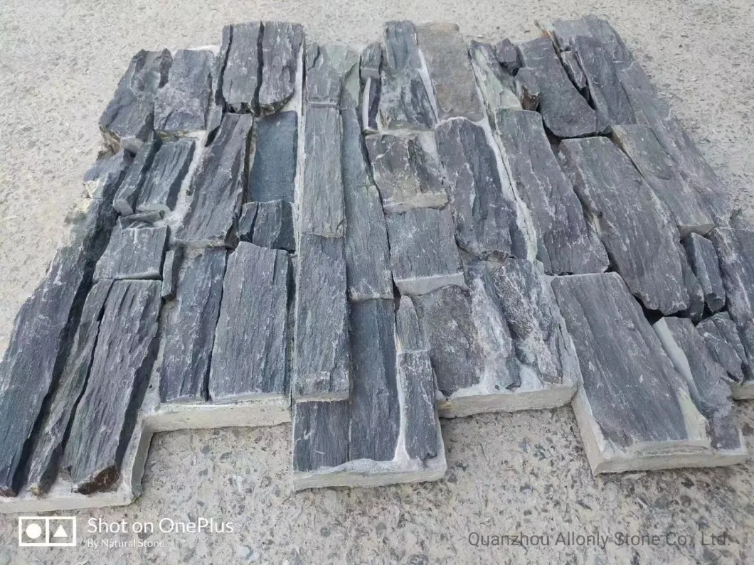 Wholesale Natural Ledgestone Black Slate Stacked Stone for Outdoor Wall Cladding