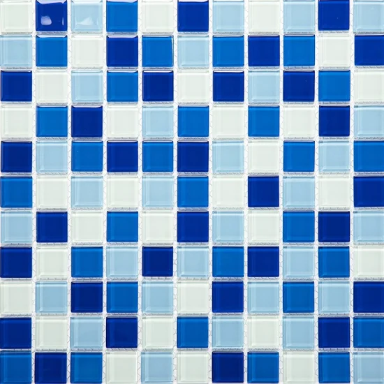 Blue Flower Ceramic Natural Stone Diamond Lrregular Waterjet Swimming Pool Tile Mosaic Pieces Bathroom Accessory Wall Glass