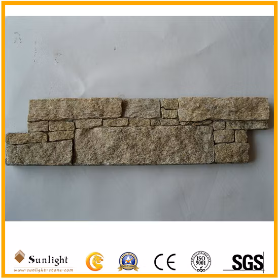 Yellow Natural Slate Veneer Culture Stack Stone for Wall Cladding